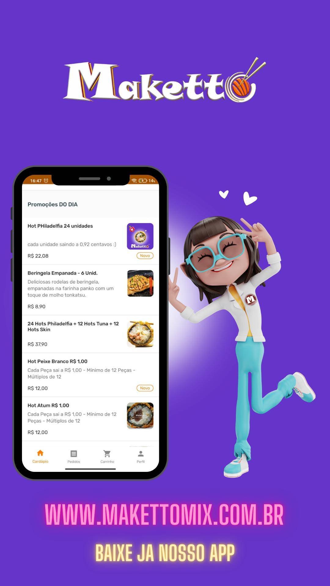 Maketto Culinaria Japonesa cardápio