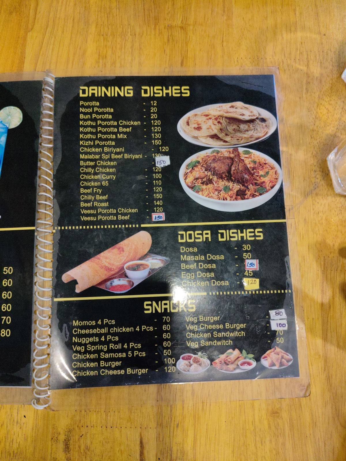 Malabar cafe kattanam menu