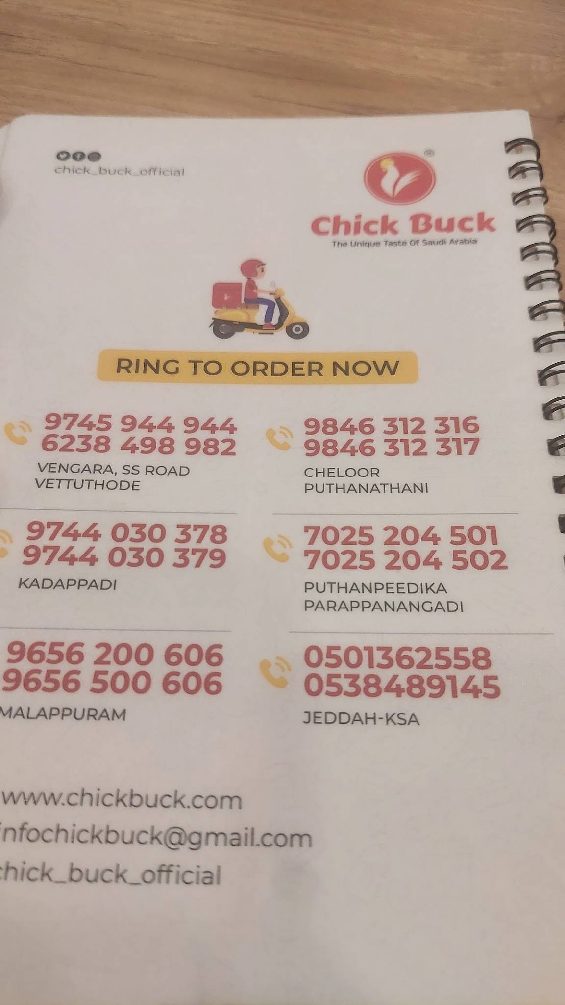 CHICK BUCK MALAPPURAM VALIYANGADI menu