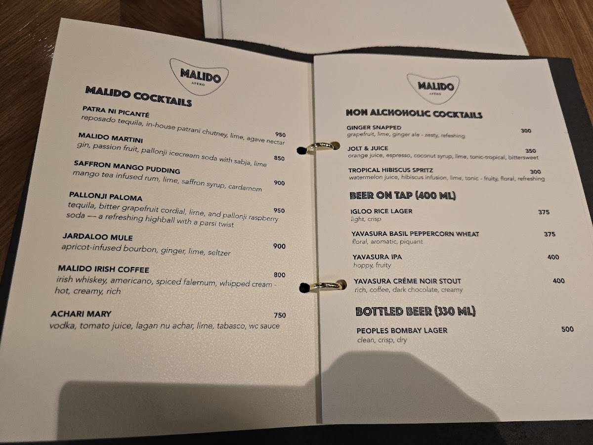 Malido Cafe & Apero menu