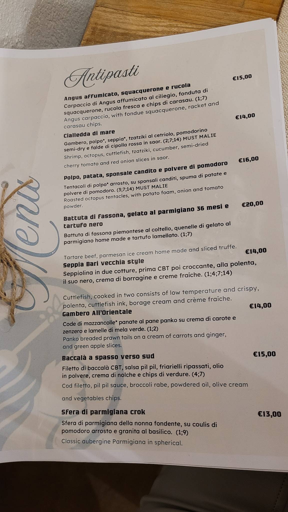 Menu di Malie 