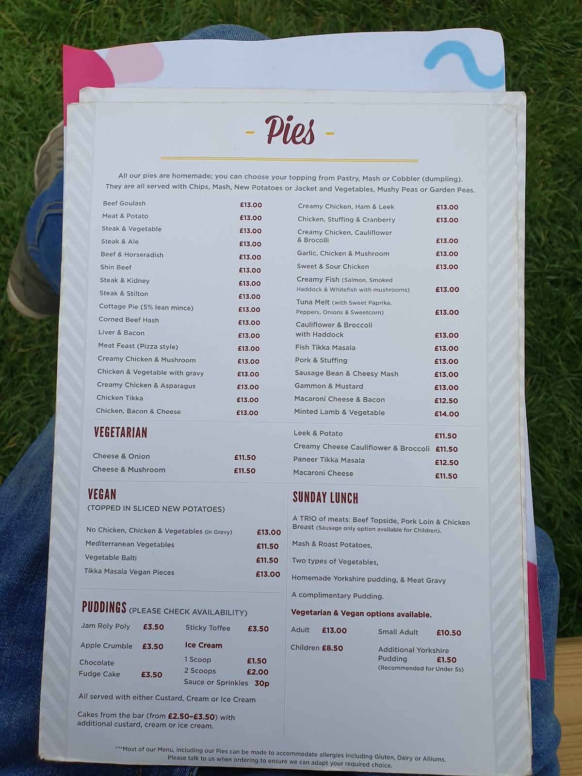 Menu at Malt Shovel pub & bar, Wakefield