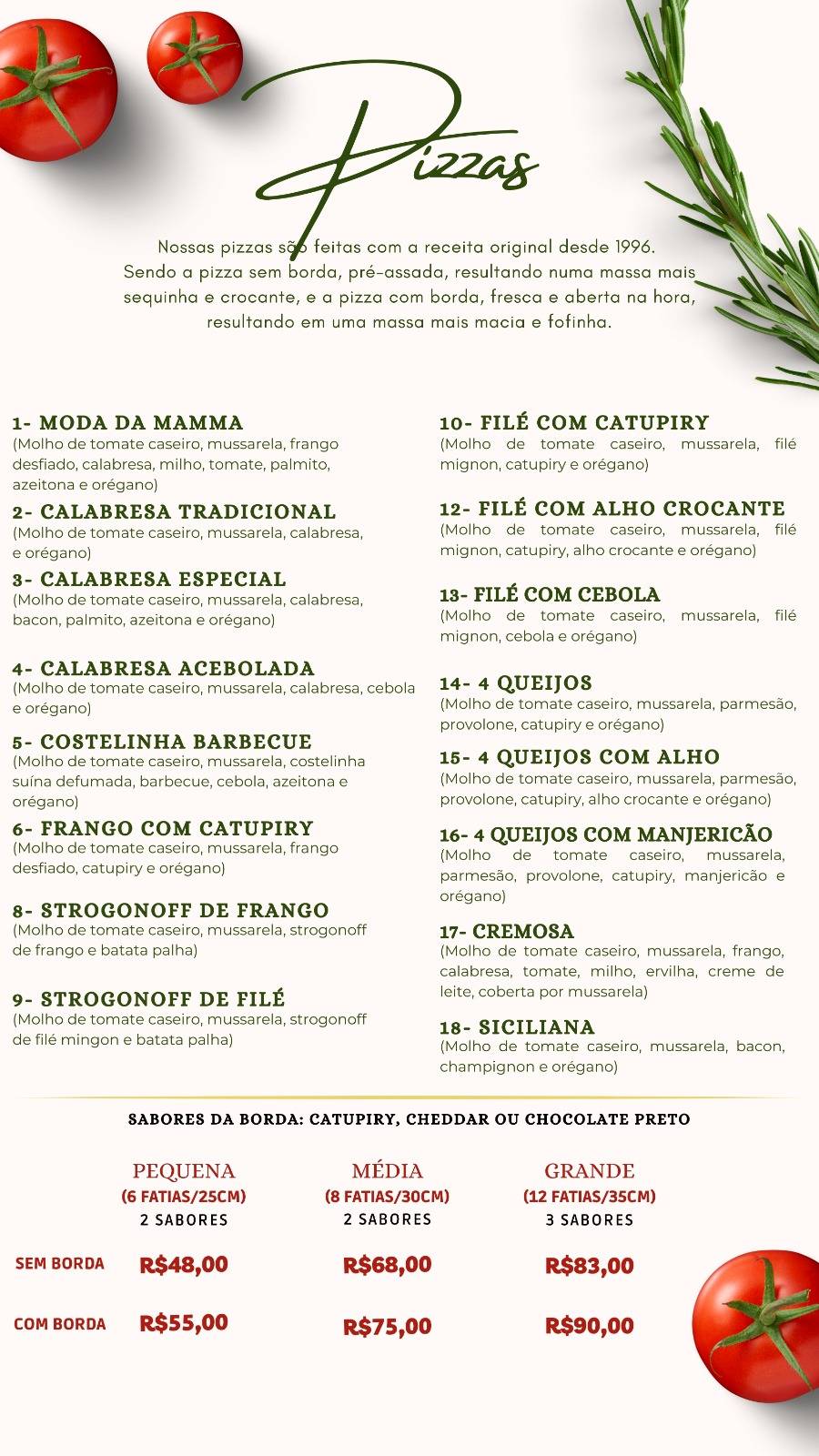 Mamma Mia Pizzas & Massas - Delivery cardápio