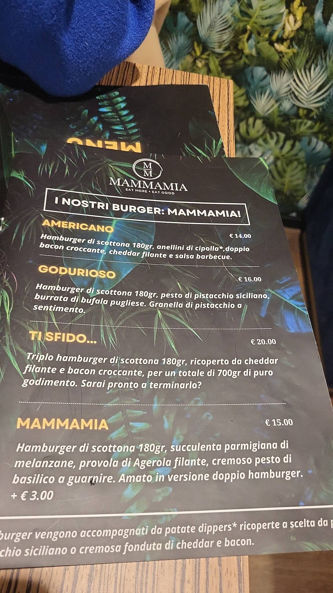 Menu di Mammamia 