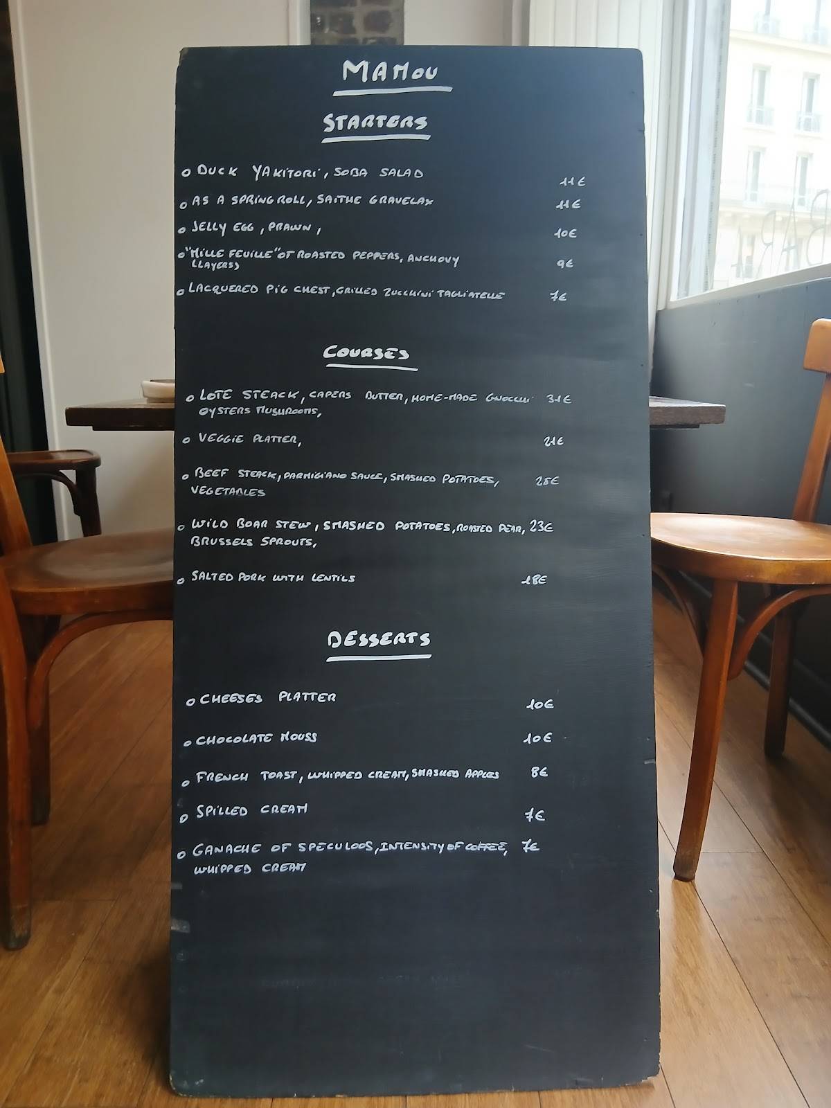 Menu de Mamou