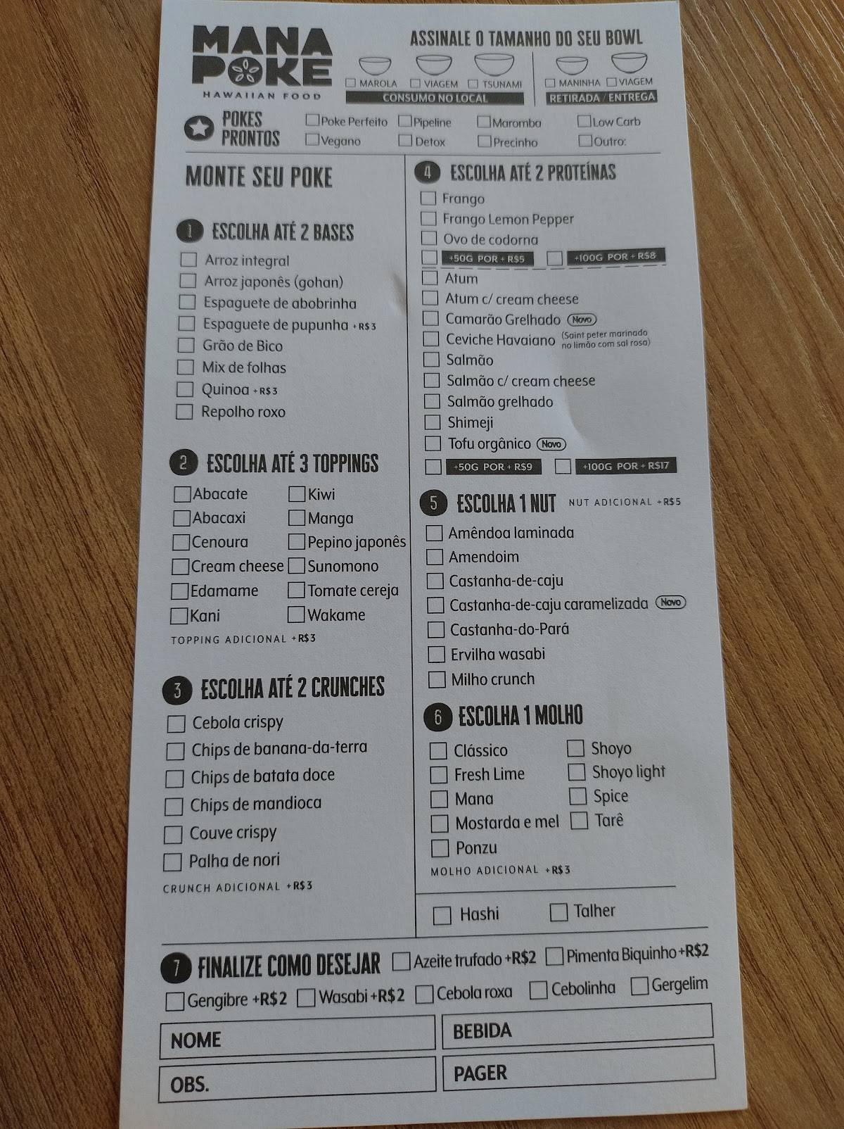 Mana Poke Ribeirão Preto cardápio