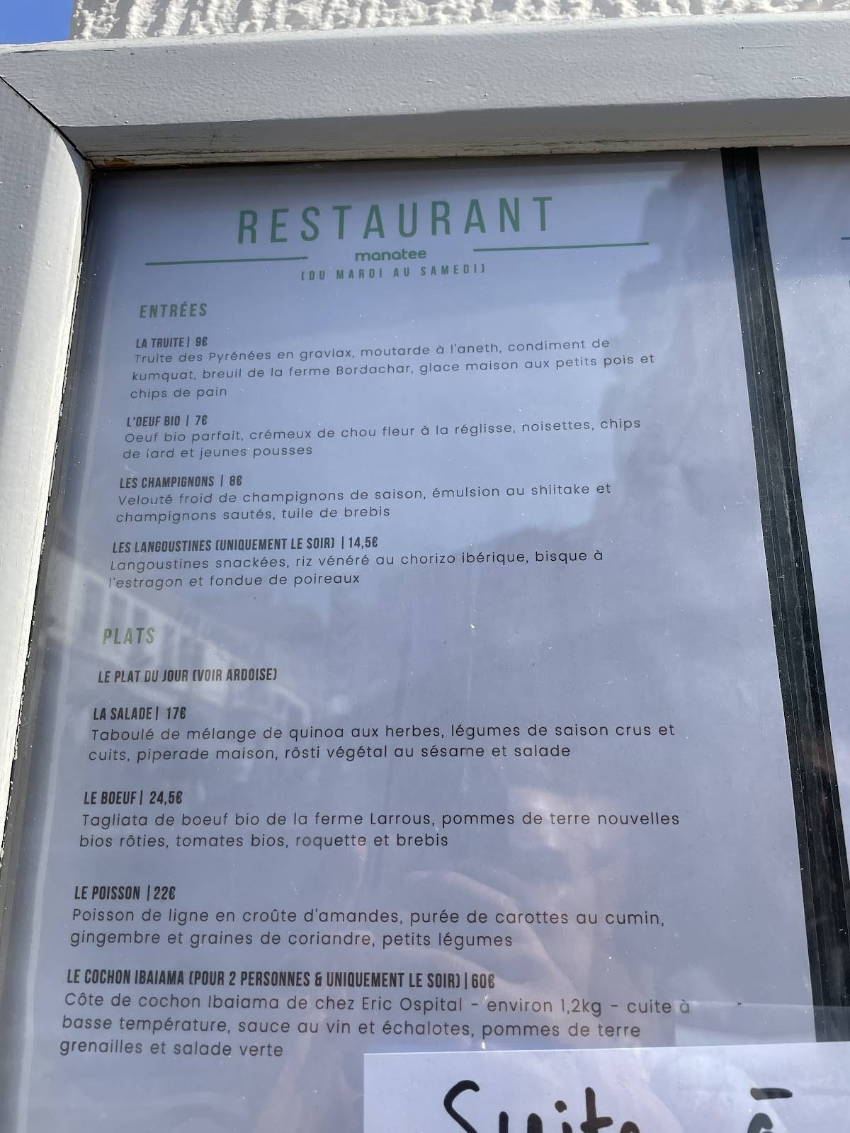 Menu de Manatee