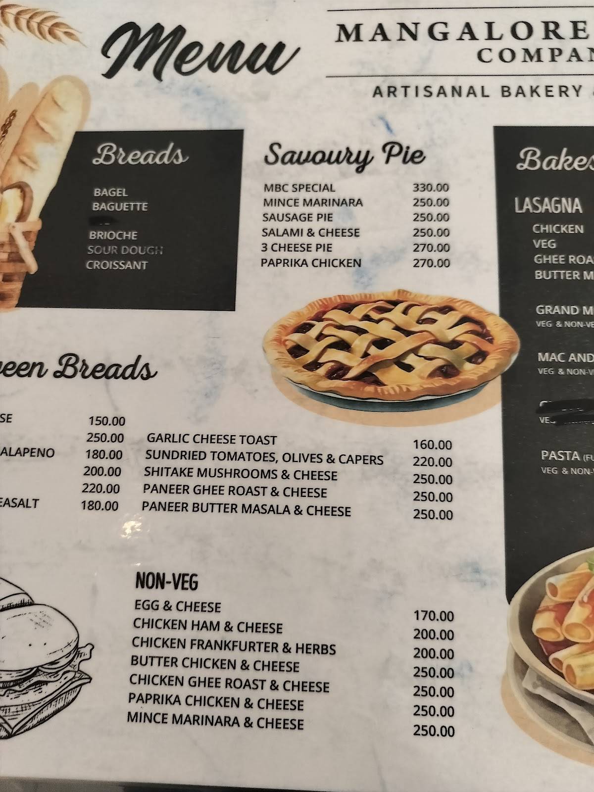 Mangalore Baking Company menu