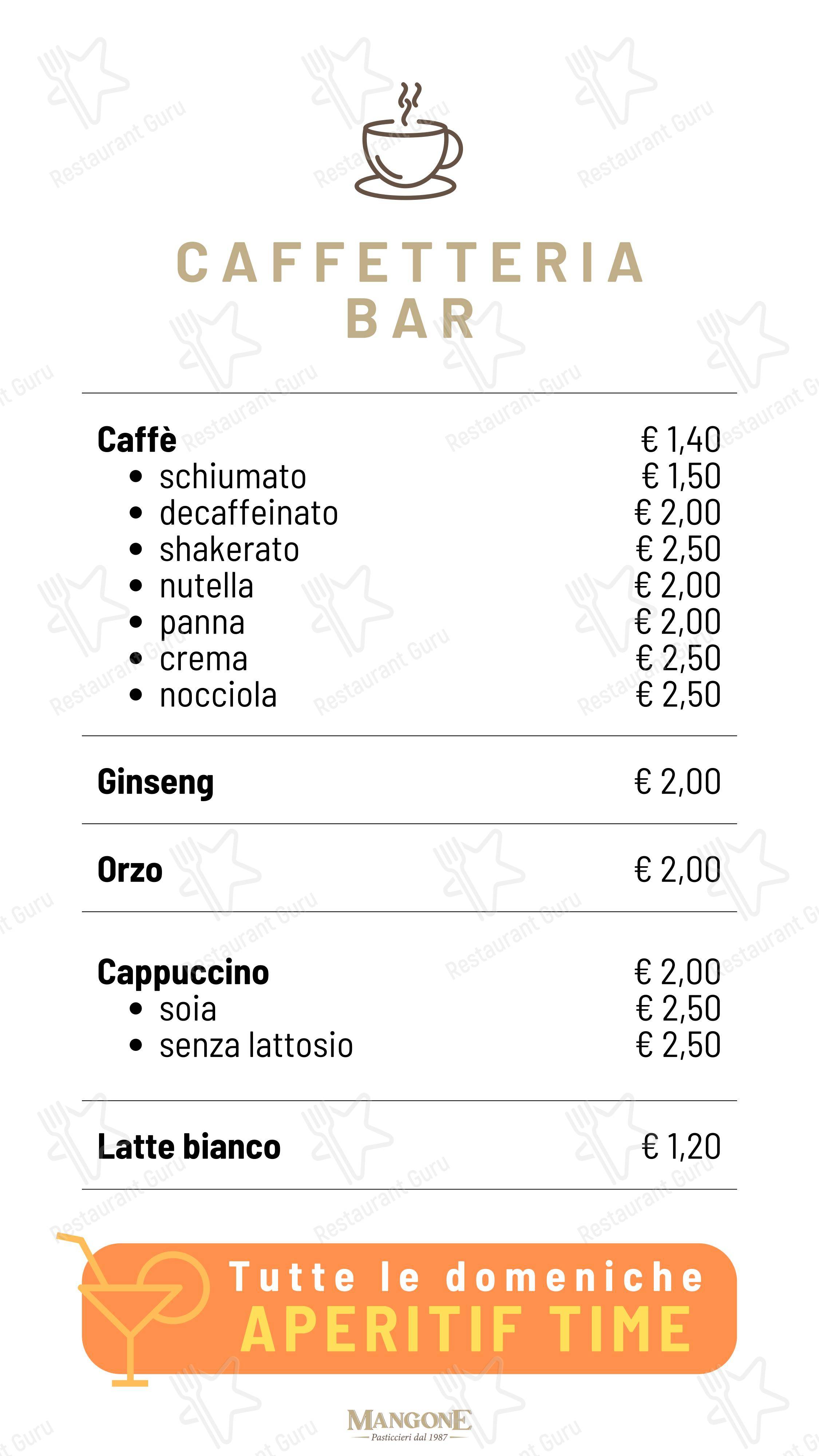 Menu per Mangone Pasticcieri pasticceria