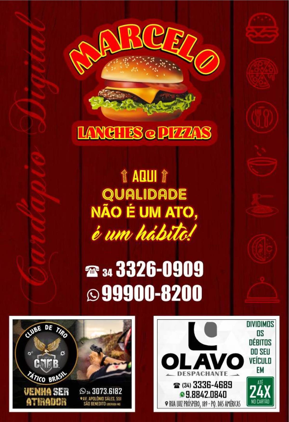 Marcelo Lanches Hamburgueria e Pizzaria cardápio