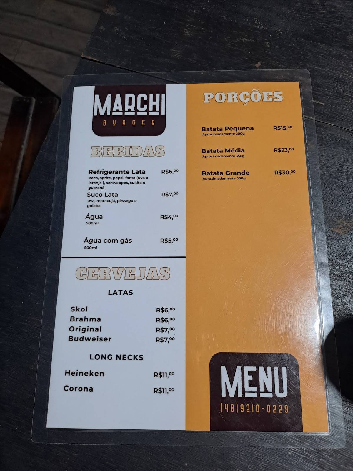 Marchi Burger cardápio
