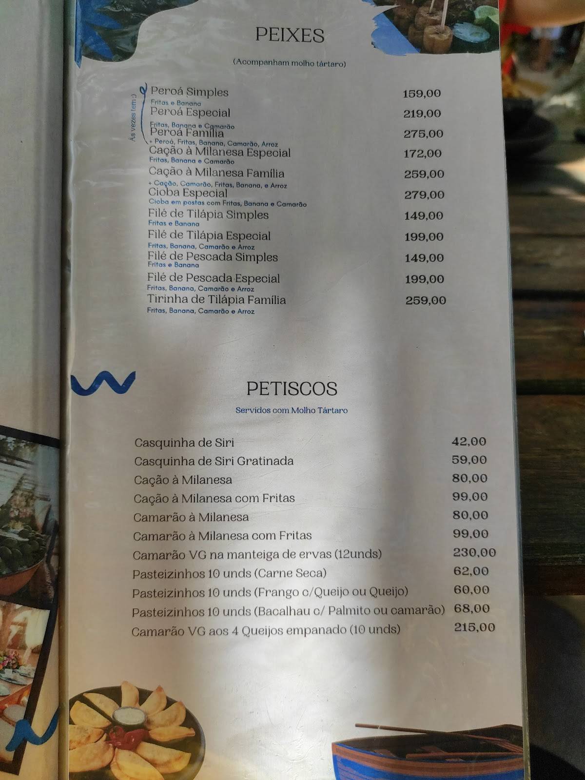 Maresias cardápio