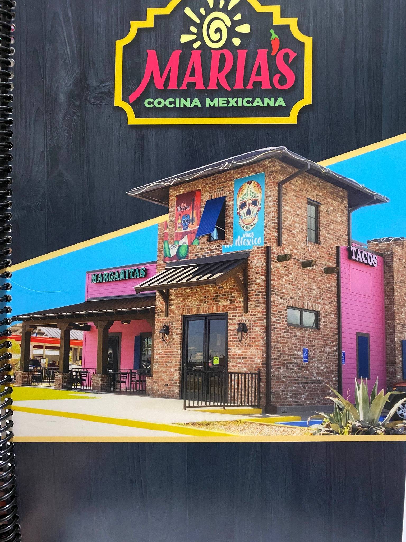 Menu at Maria's Cocina Mexicana restaurant, Sulphur