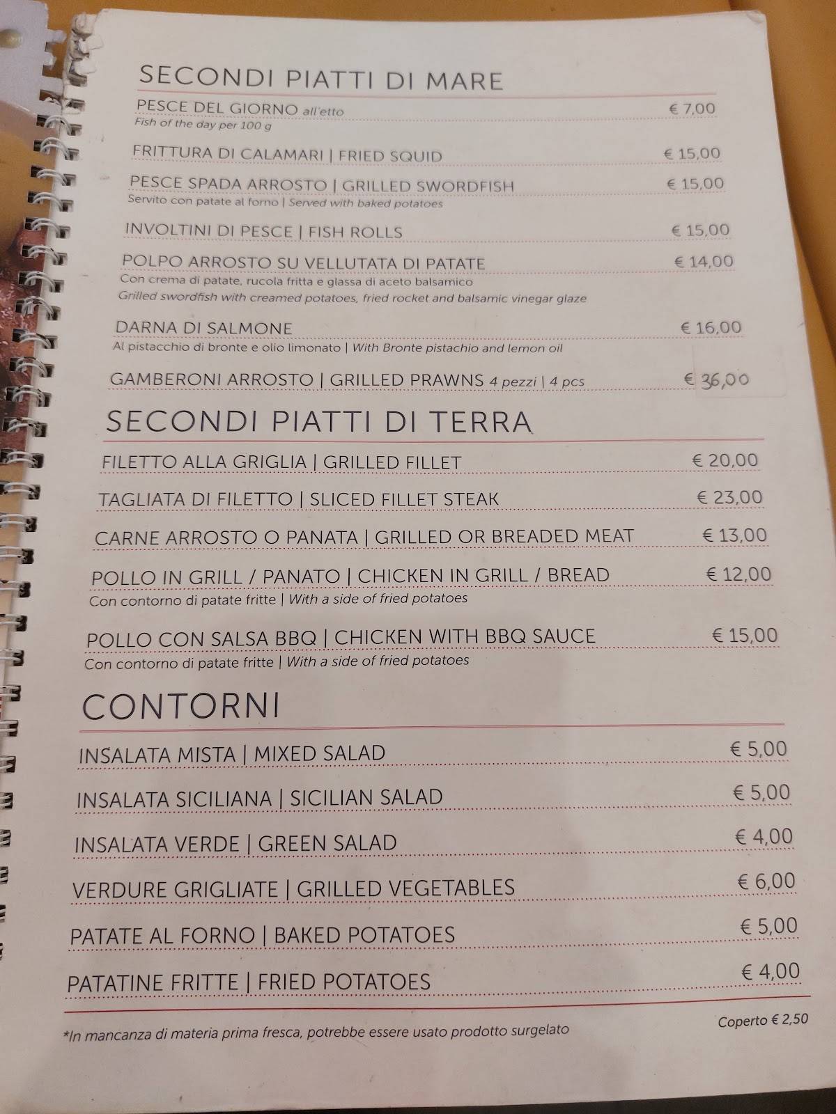 Menu di Ristorante Marino 