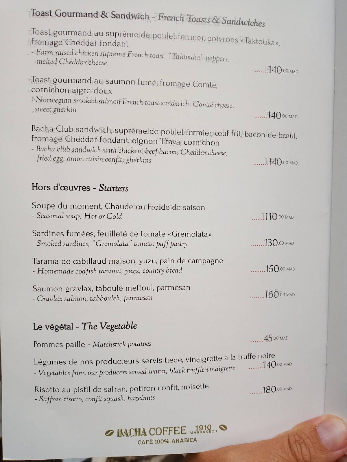 Menu de Bacha Coffee