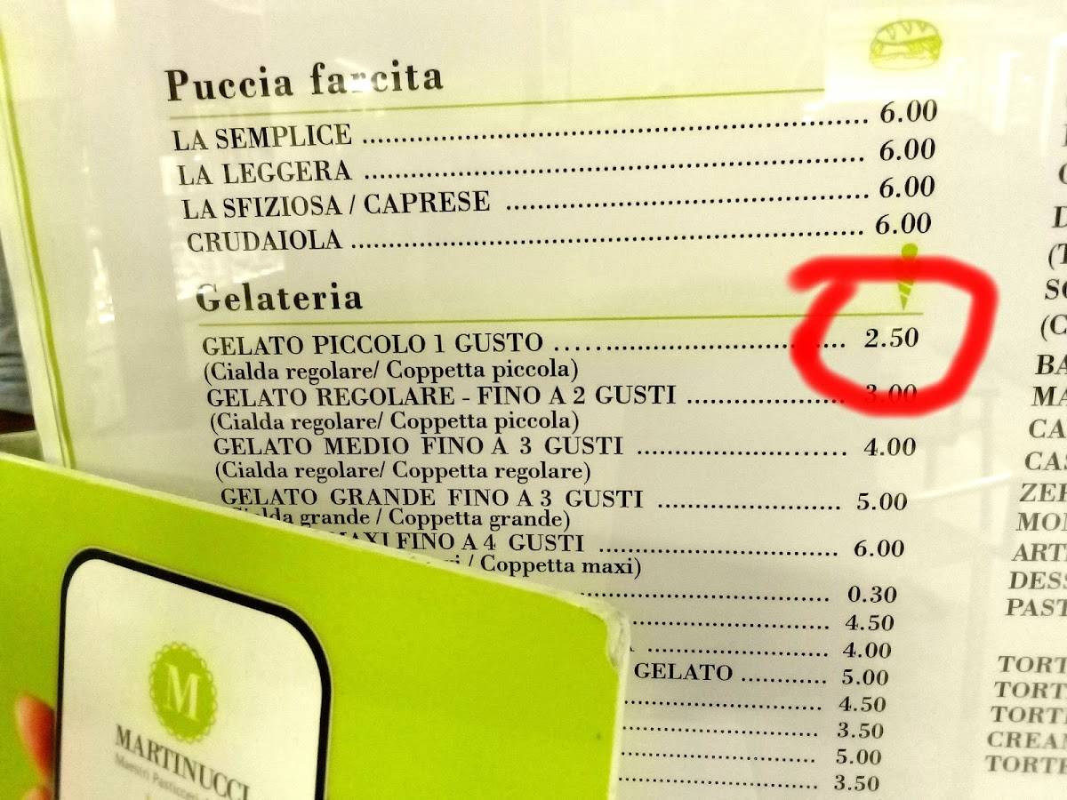 Menu di Martinucci 