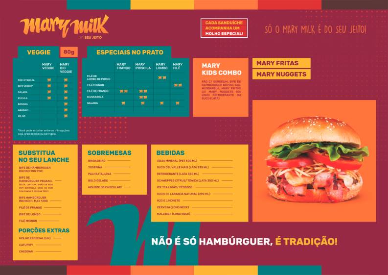Mary Milk - Hamburgueria em Juiz de Fora cardápio