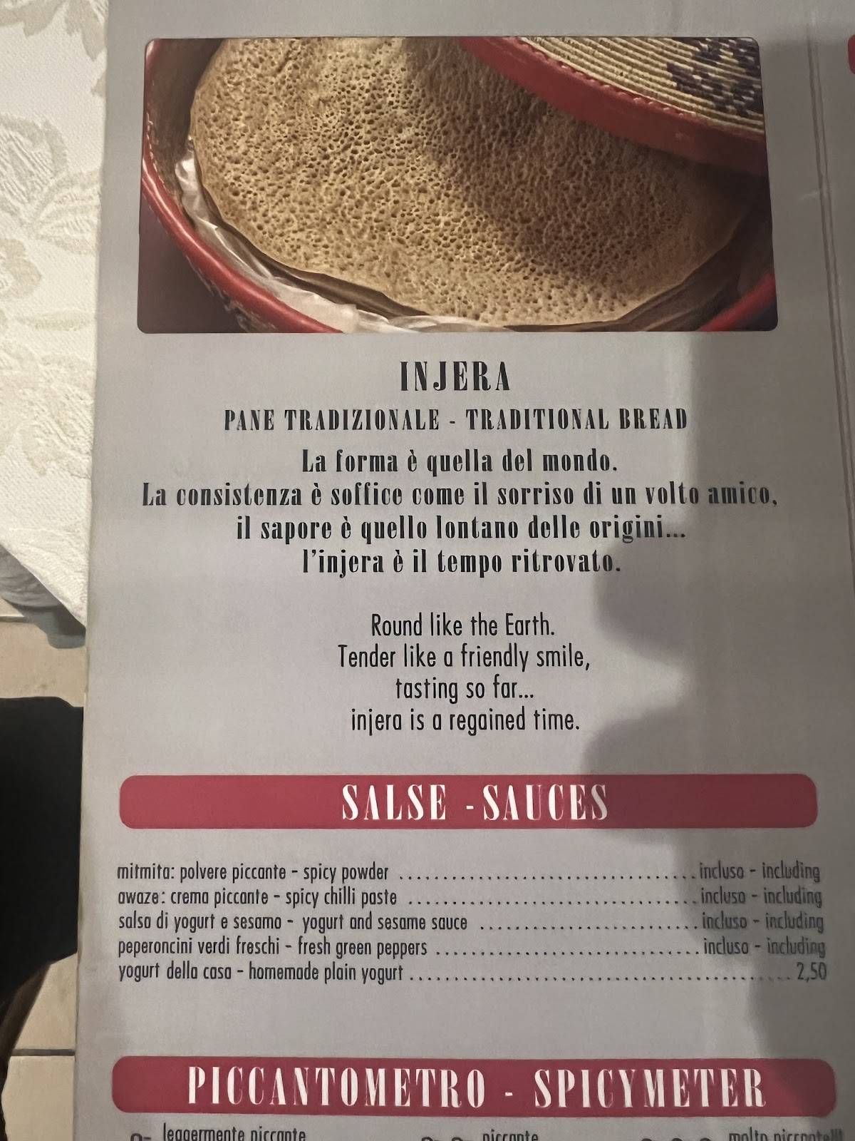 Menu di Ristorante Massawa 