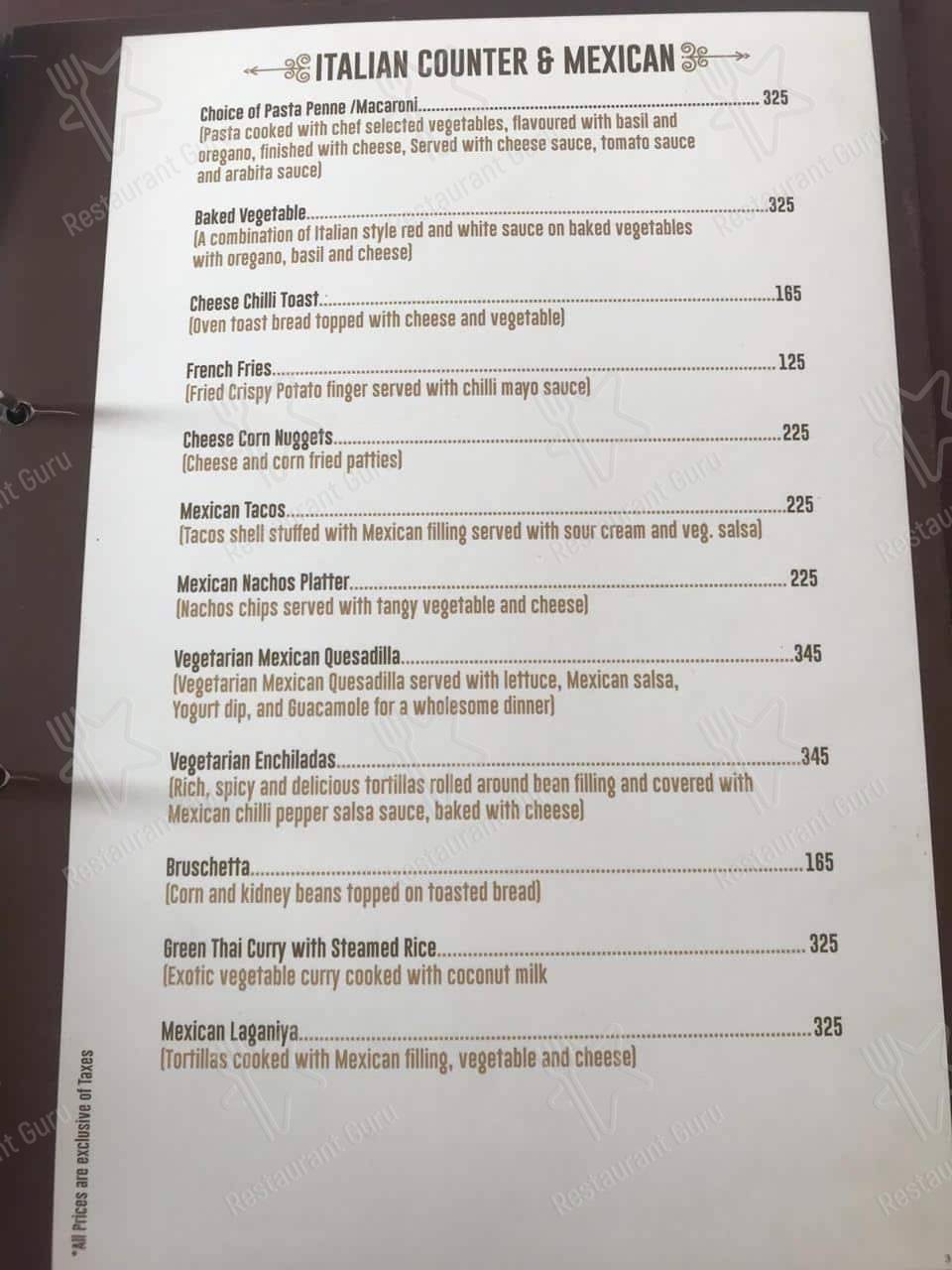 Mathara - The Heights menu