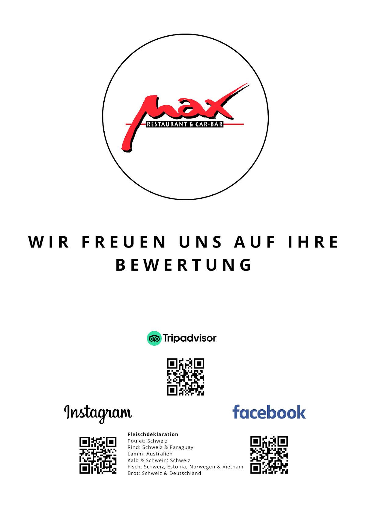Menu di Max Restaurant & Bar 