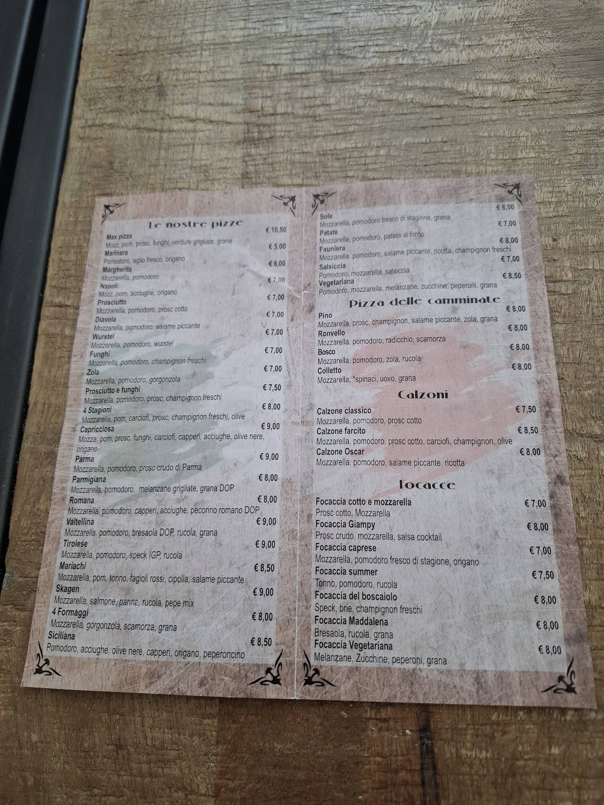 Menu de MaxPizza Demonte