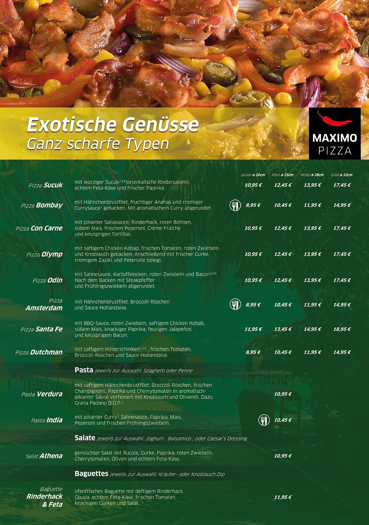 Menu de Maximo Pizza