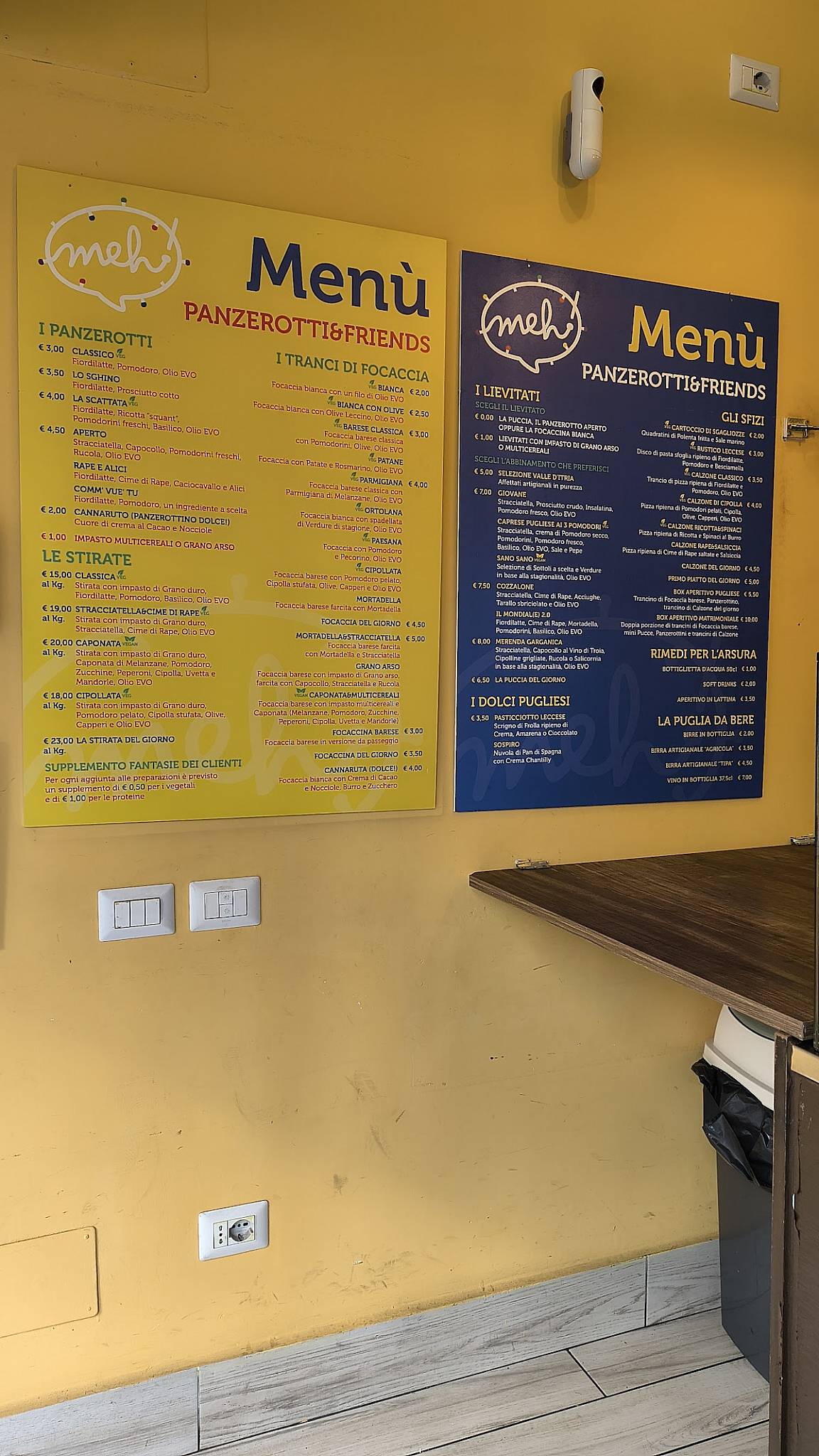Menu di Meh! Panzerotti&Friends 