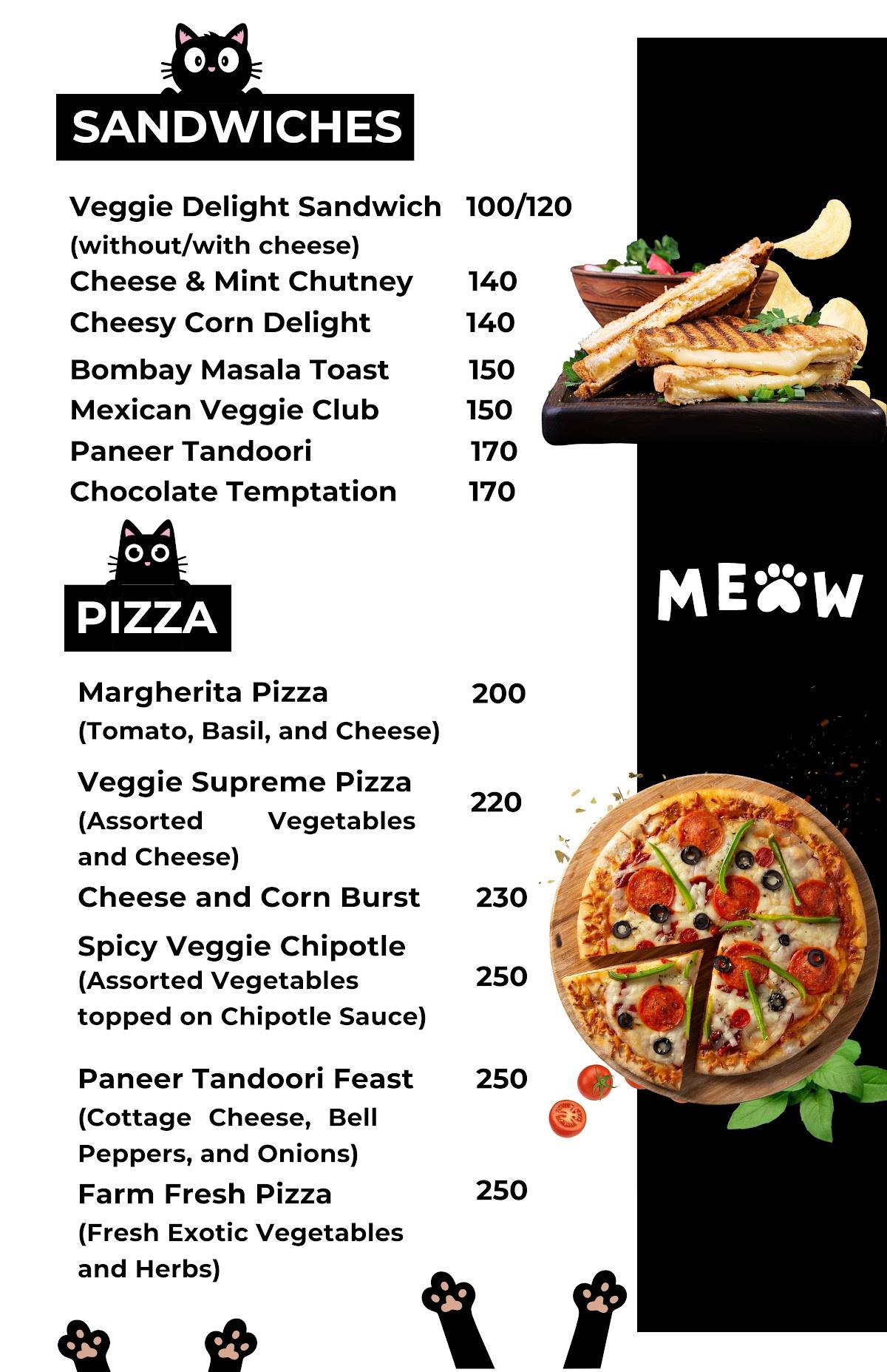 Meow the Cat Cafe menu