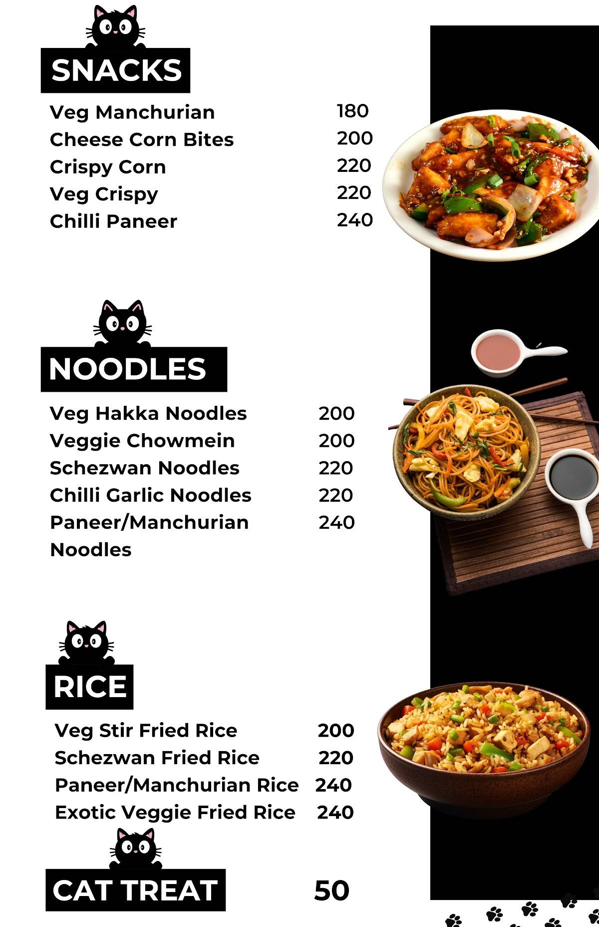 Meow the Cat Cafe menu
