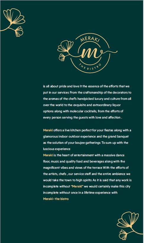 Meraki The Bistro menu