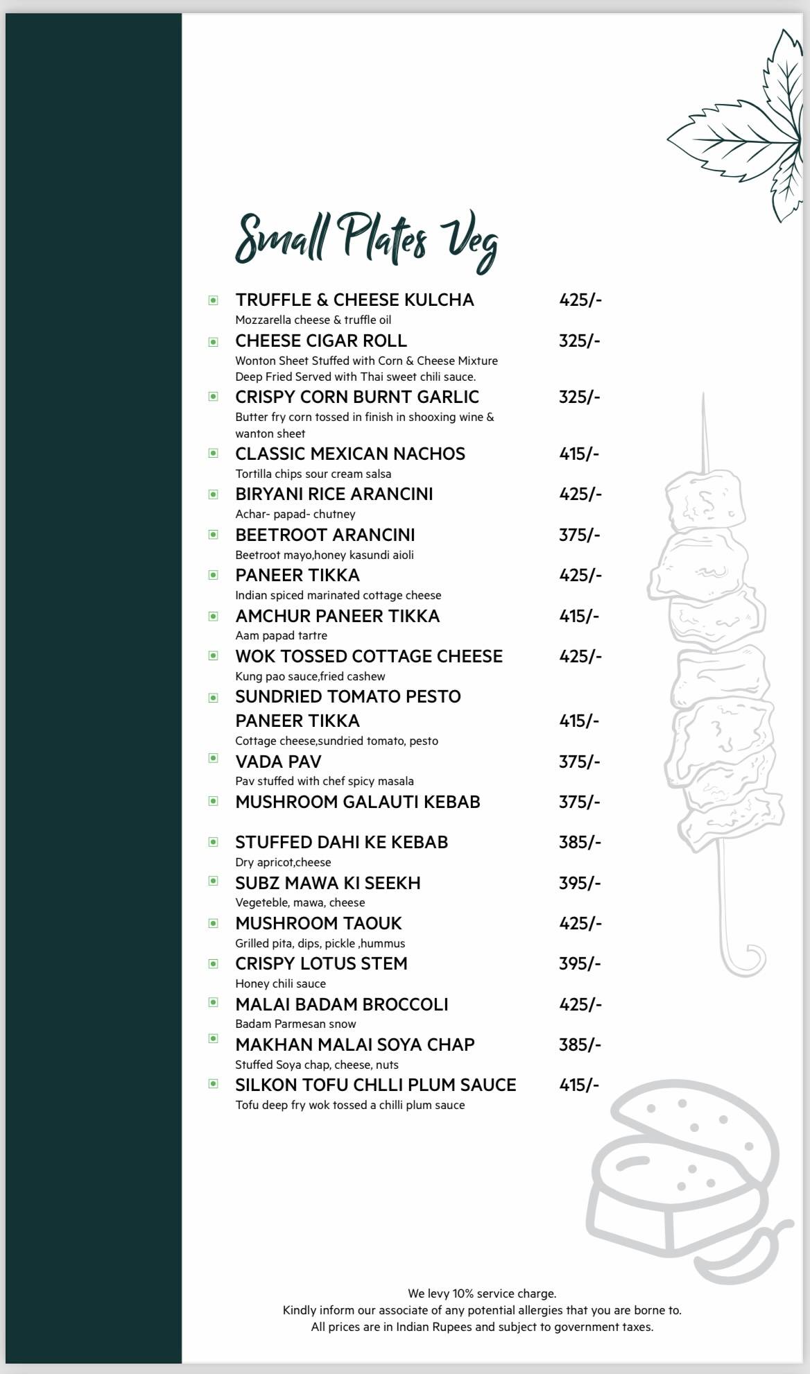 Meraki The Bistro menu