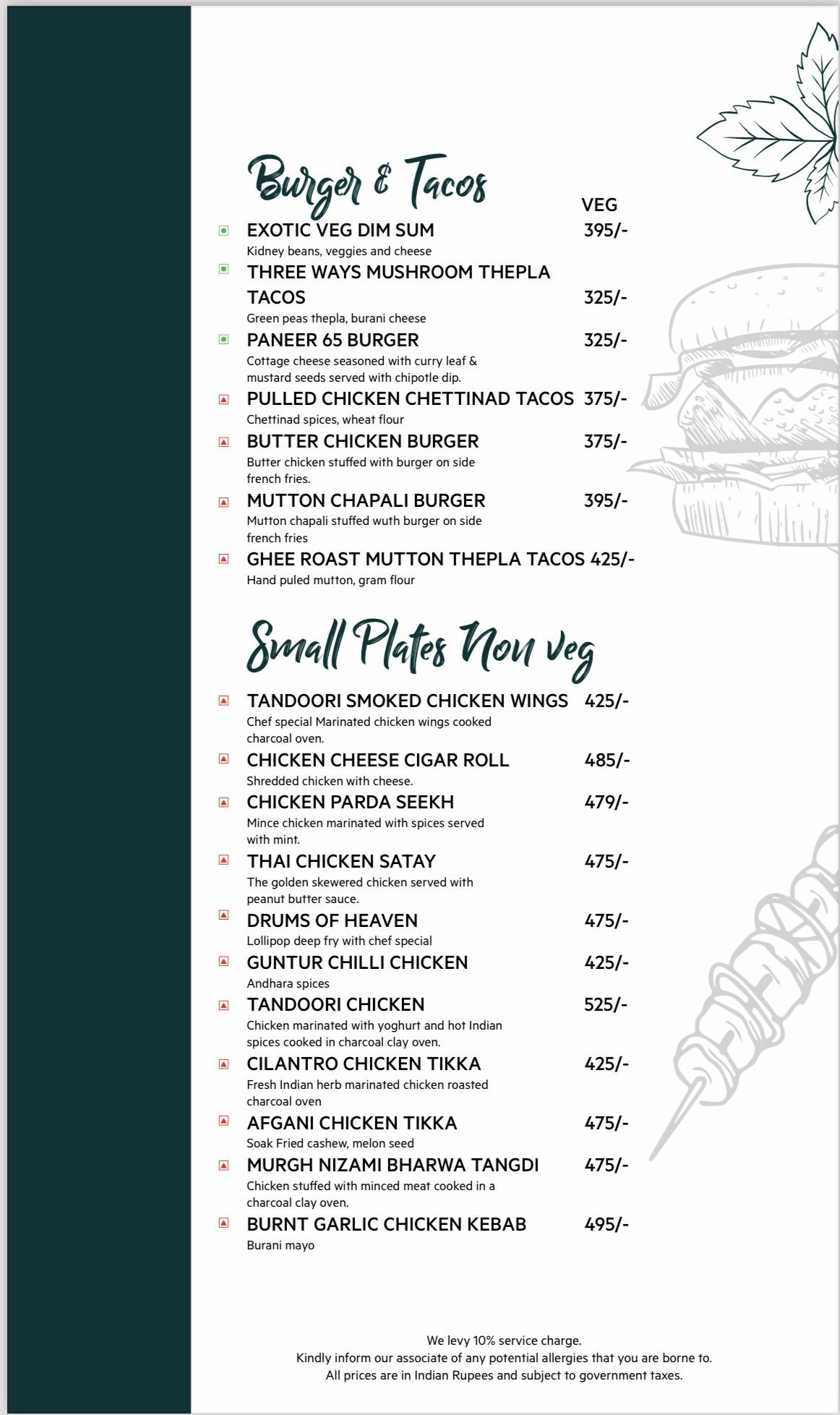 Meraki The Bistro menu