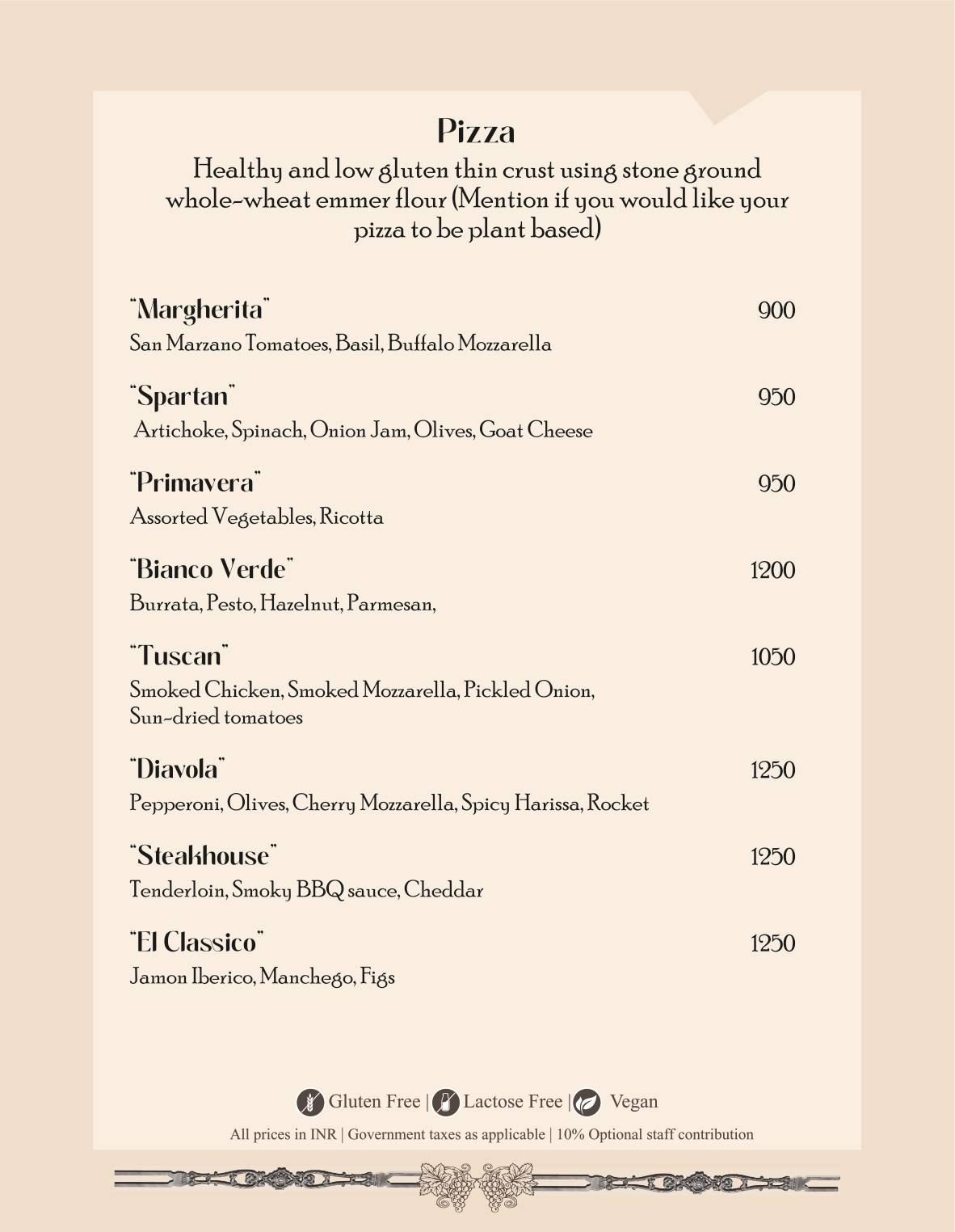 Mesa Lodhi menu