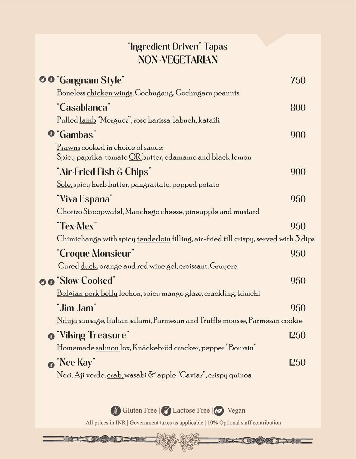 Mesa Lodhi menu