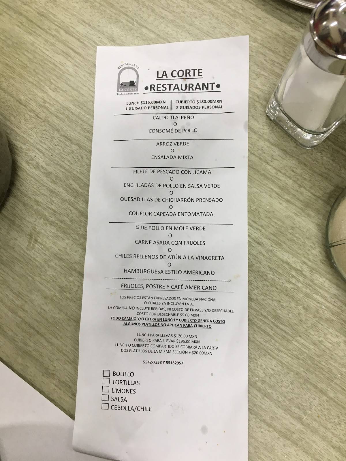 Carta De Restaurante La Corte Ciudad De M Xico Calle Republica De