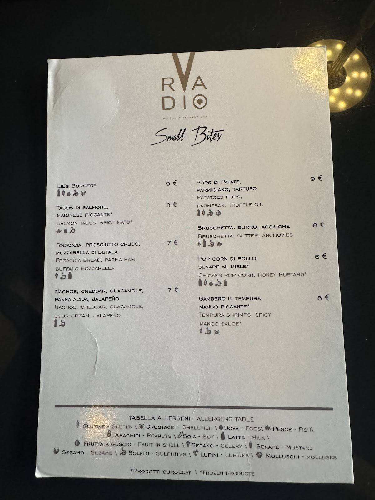 Menu di Radio Rooftop Bar 