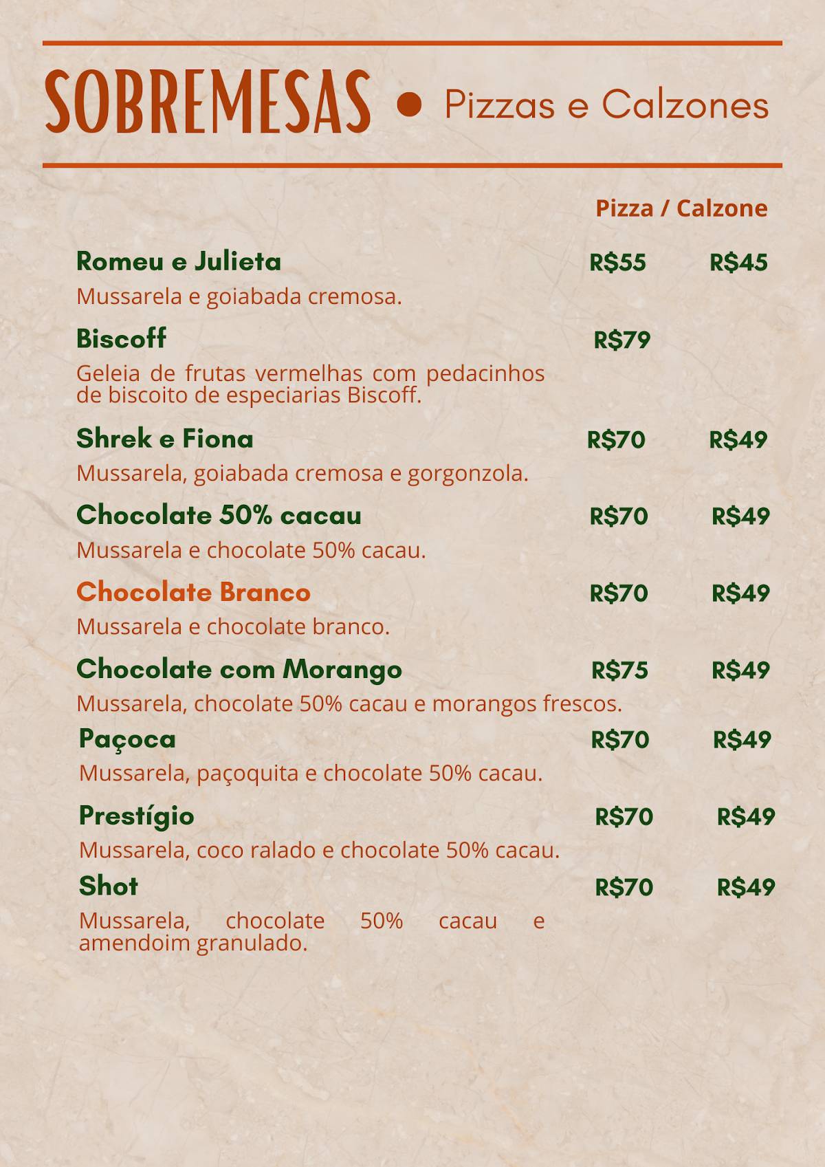 Miraflores Pizza Bar cardápio