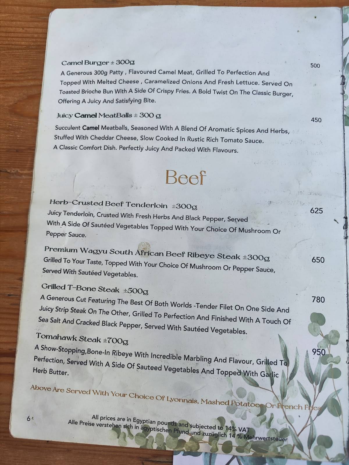 Menu de Moby Dick Restaurant