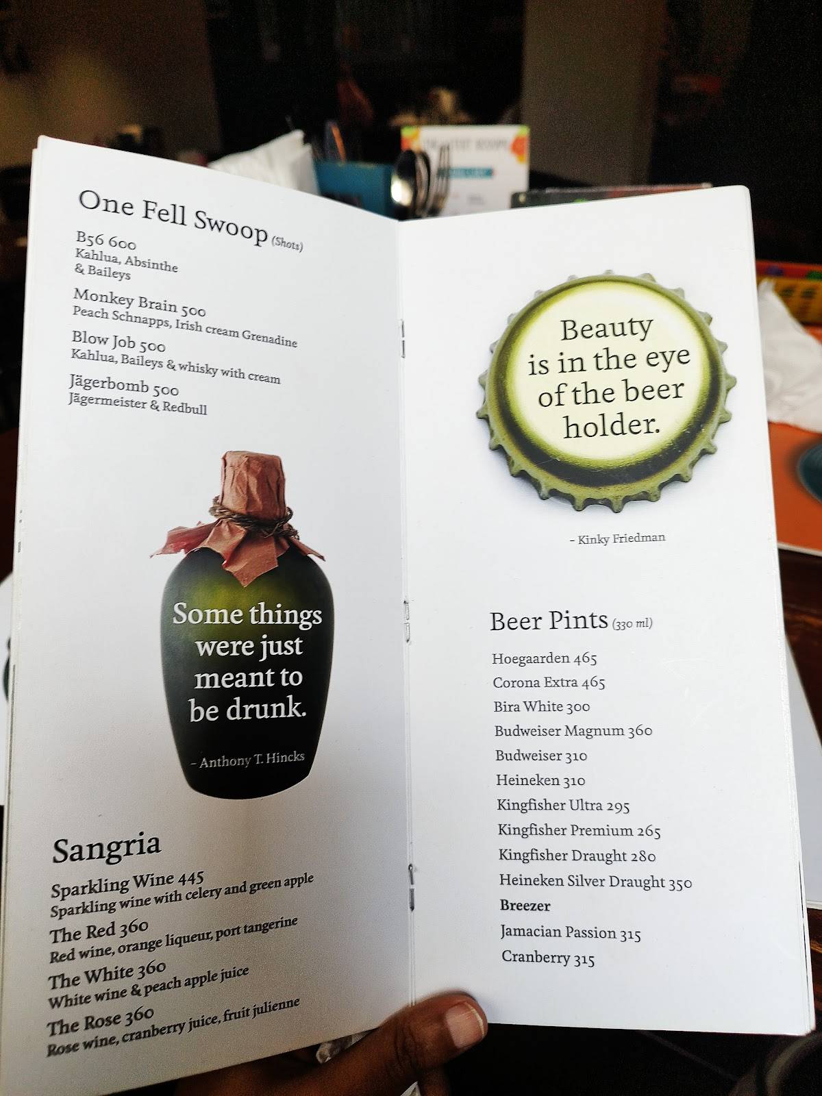 Mockingbird Cafe Bar menu