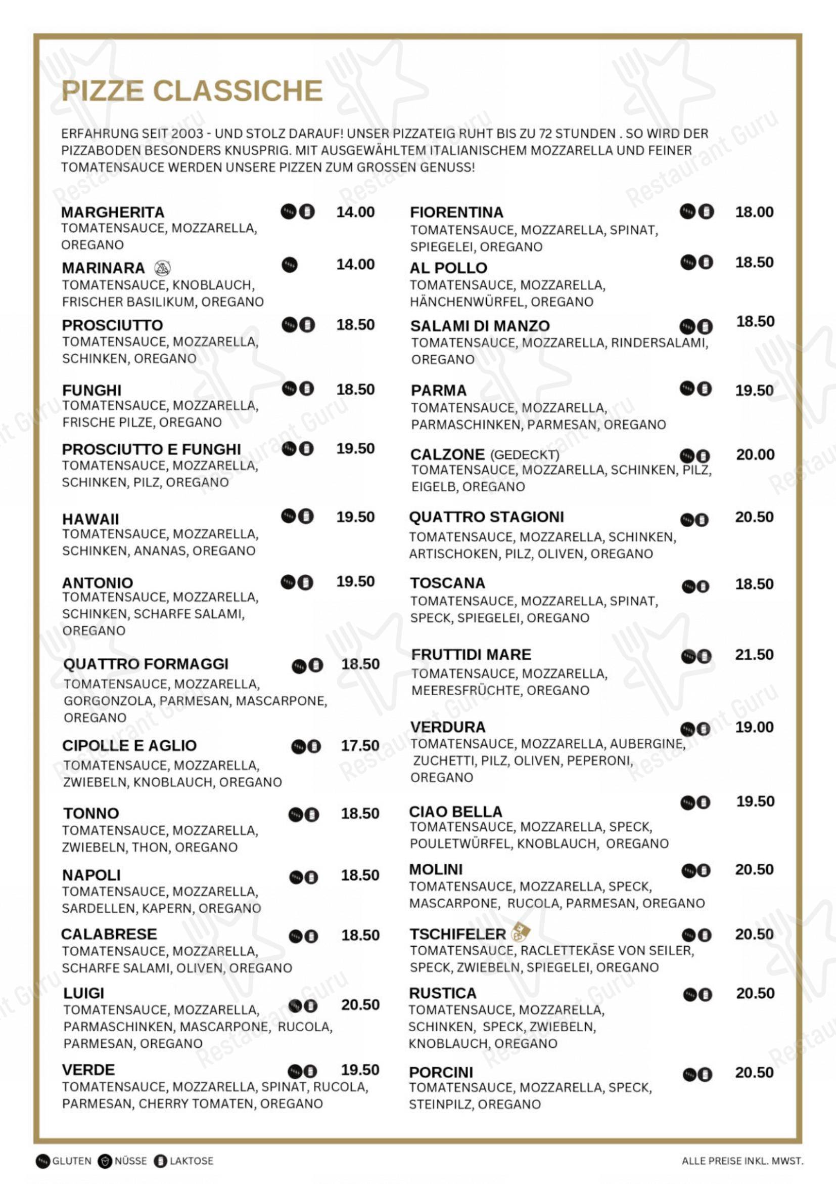 Menu bar per Molini Ristorante & Pizzeria Sarnen in Sarnen