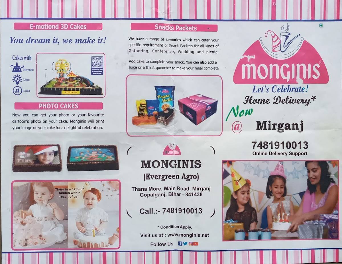 Monginis Cake Shop menu