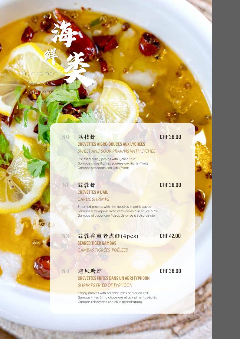 Menu di Mont Blanc 7 - Restaurant Chinois 