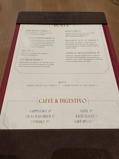 Menu de Enoteca Monza Pizzeria Moderna