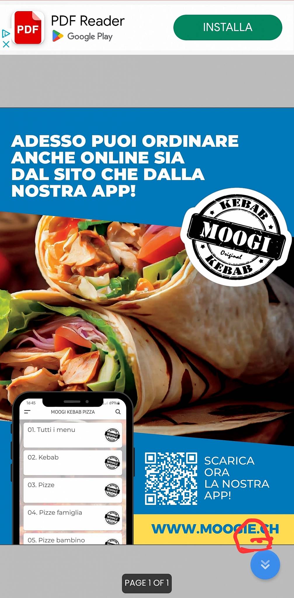 Menu di Moogi Kebab Pizza 