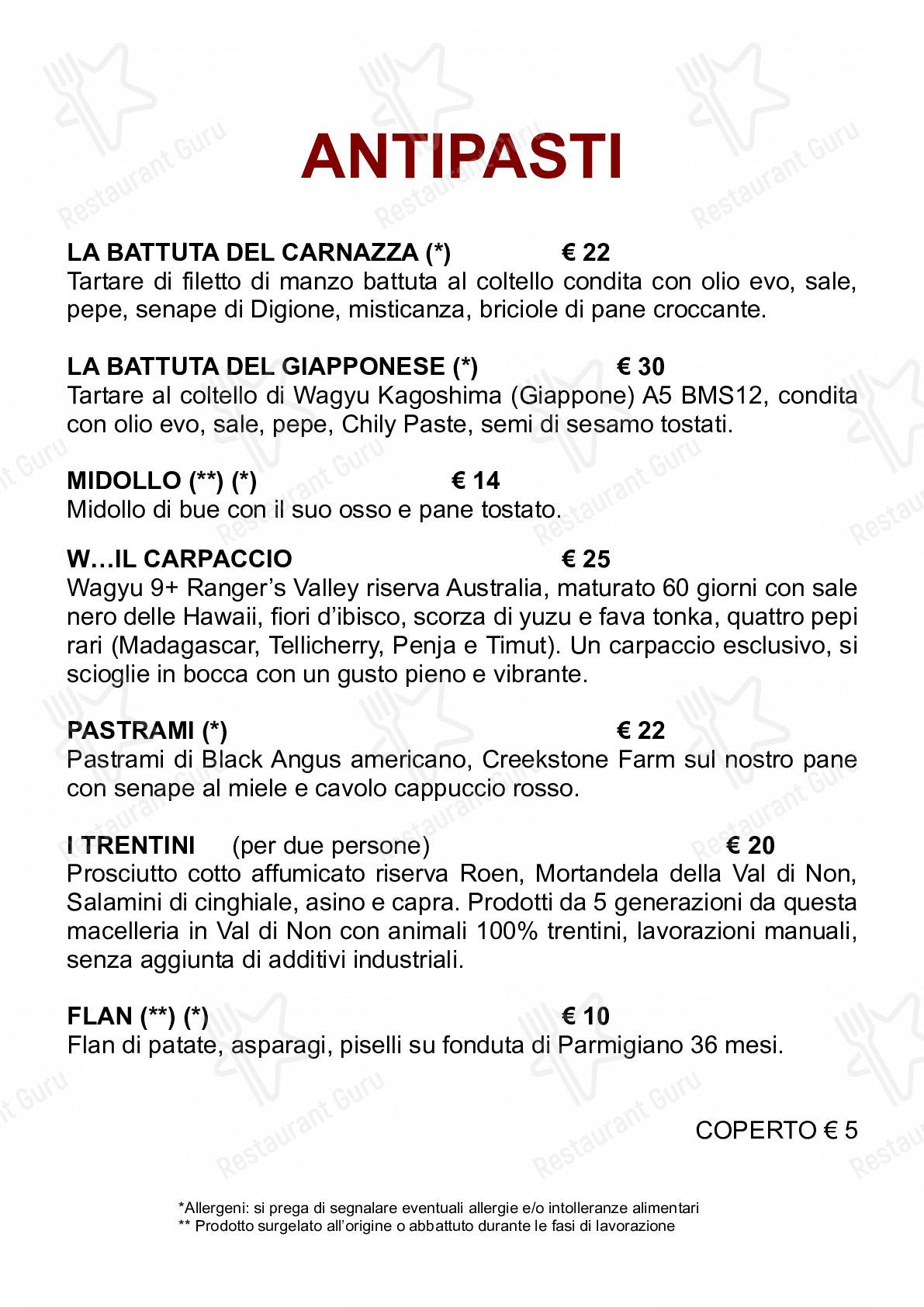 Menu per Mosto & Carnazza