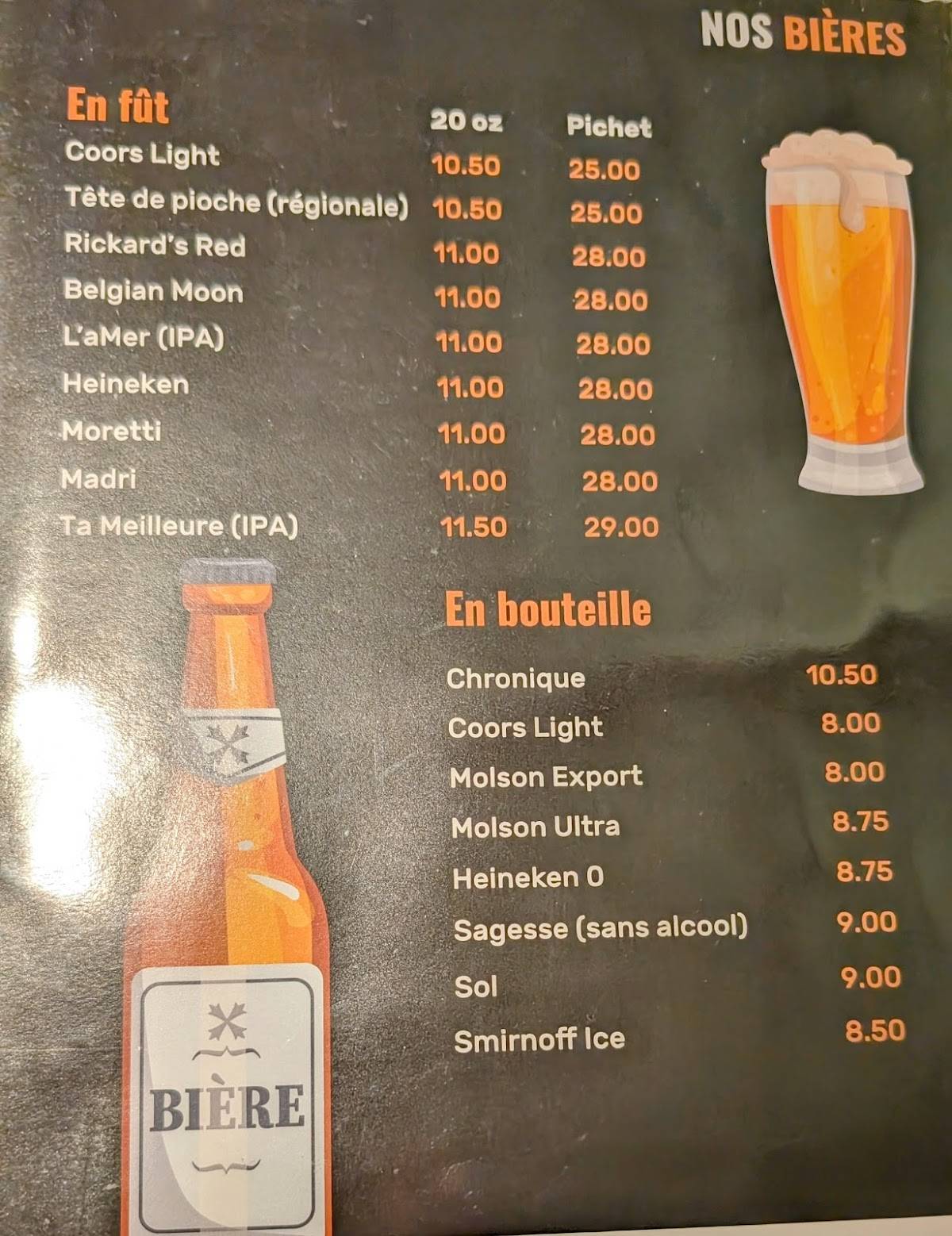 Menu de Moulin Noir