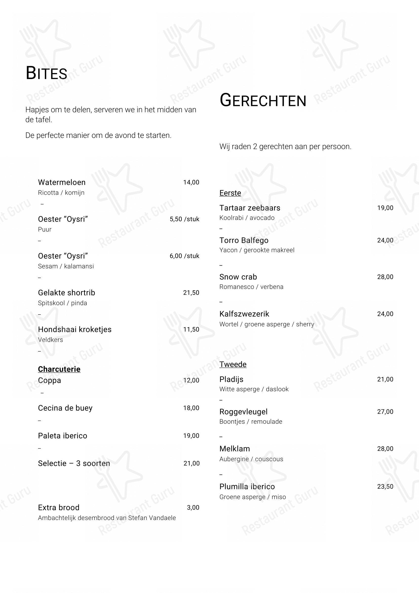 Menu pour Mout - repas et boissons