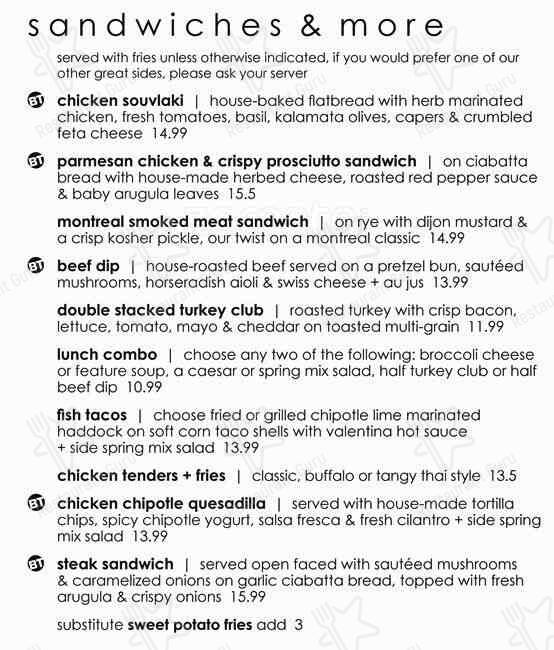 Menu de Moxies Bayers Lake Restaurant