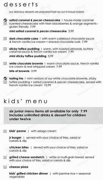 Menu de Moxies Bayers Lake Restaurant