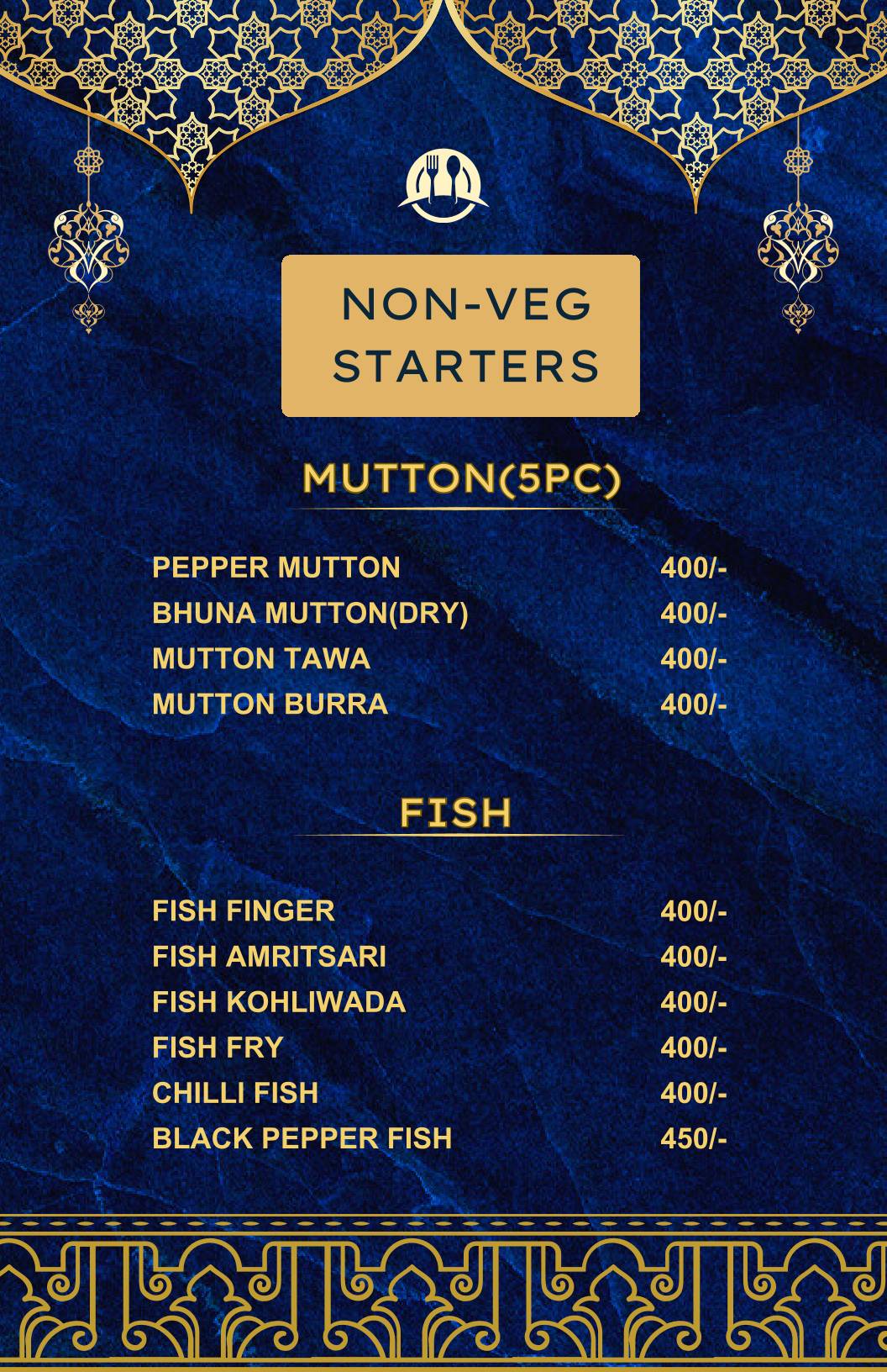 Mughals menu